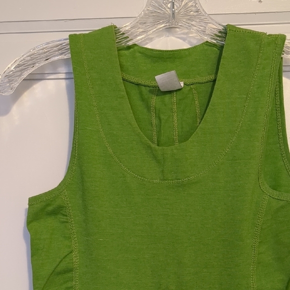 Lime Green Y2K Ruffle Racerback Sleeveless Tank Top Cotton Small - Picture 3 of 5